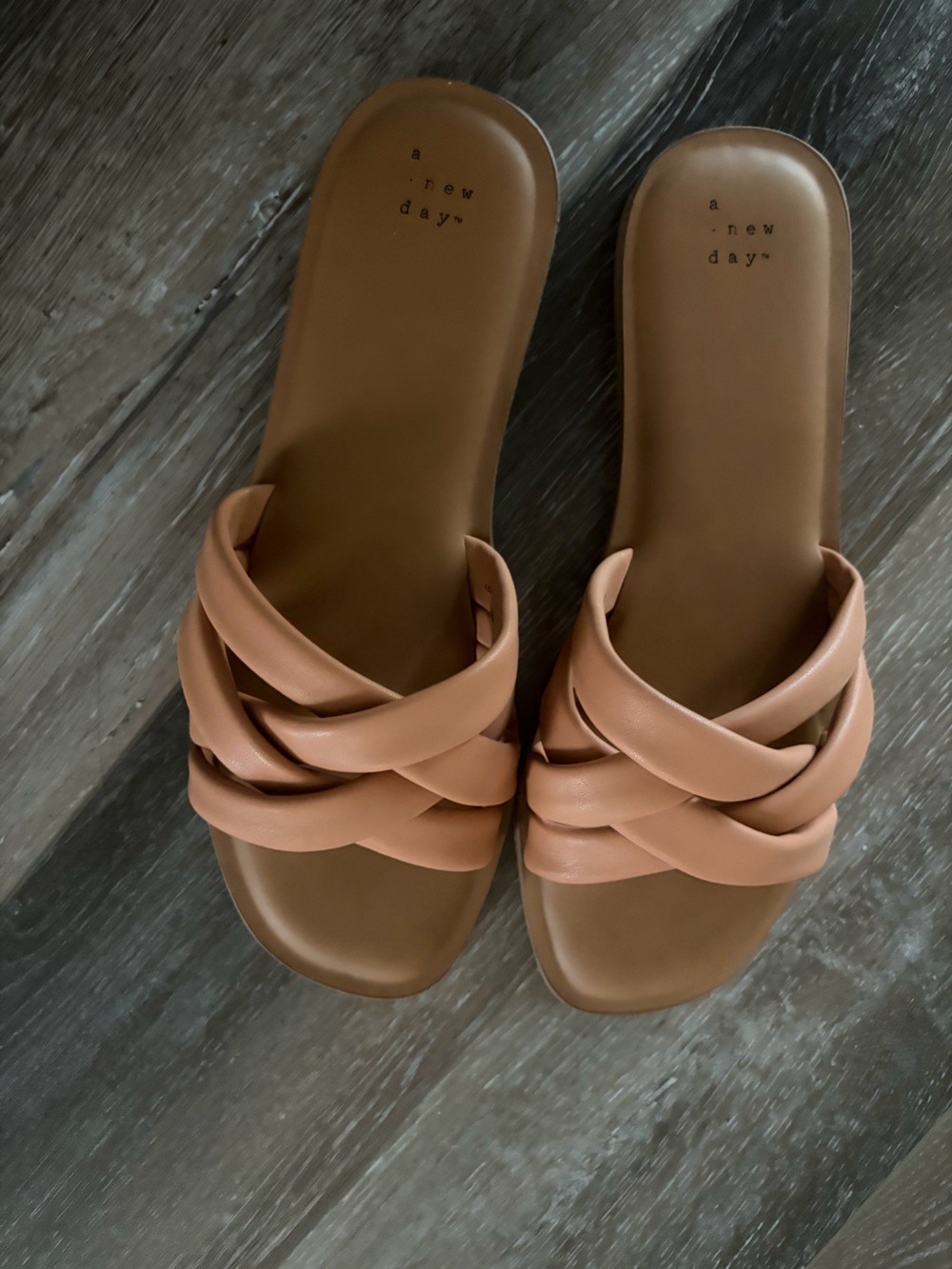 A New Day Woven Slide Sandals in Tan Size 11